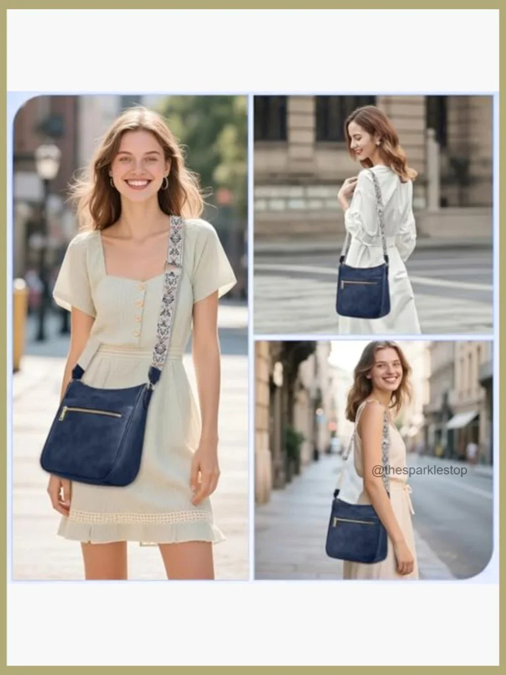 Vegan Leather Hobo Crossbody Bag with Adjustable Wide Strap